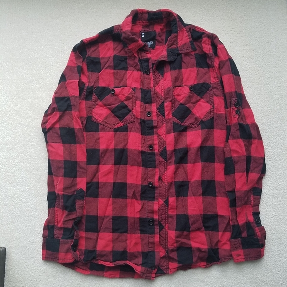 Buffalo Check Red Black Plaid Shirt Long Sleeve - Picture 6 of 11